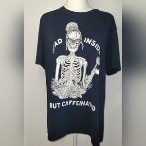 Dark Blue Short Sleeve Tee with Skeleton Graphic SHESHOW Size: XL